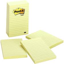 3M Post-it Sticky Notepad Ruled 4" X 6"