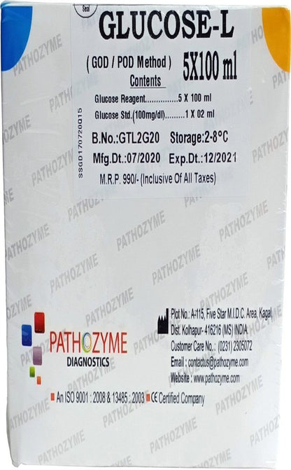 Pathozyme Liquid Glucose Reagent GOD POD Kit 5x100ml,