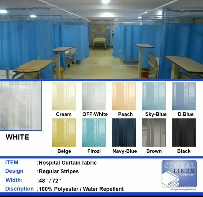 Polyester 72" Hospital ICU Partition Curtain Track