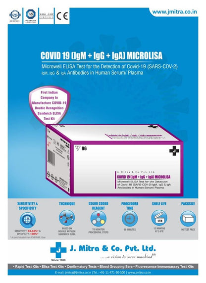 J Mitra Covid Antibody Igg Igm Iga Microlisa Test