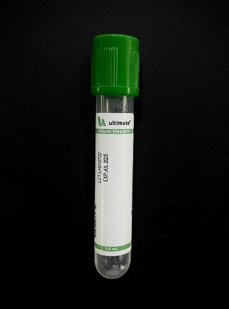 Ultimate - Non Vacuum Blood Collection Lithium Heparin Tube - Double Cap